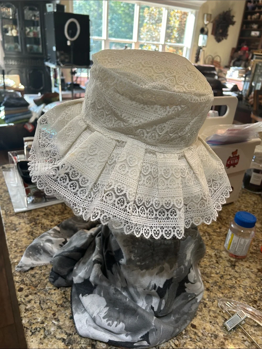 1970’s Lace Wide Brim Hat Soft and Floppy Sz M